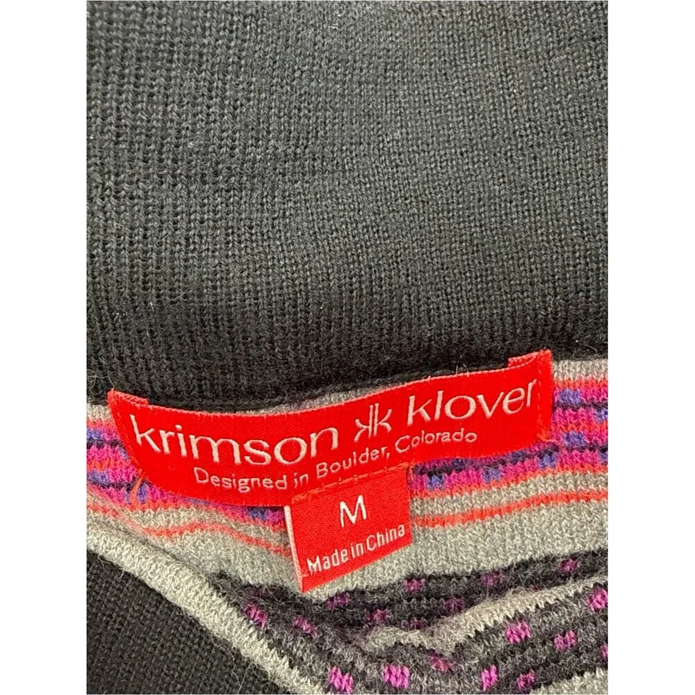 Krimson Klover Purple Merino Sweater Skirt Mini Fair Isle Size Medium Zig Zag